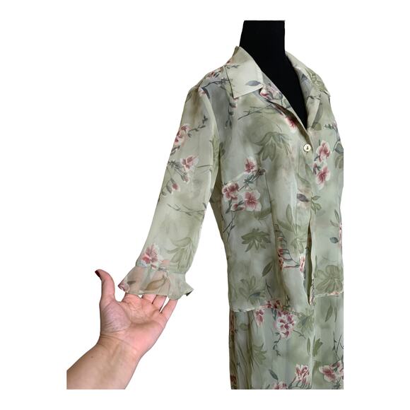 Positive Attitude vintage green floral maxi dress and blouse set size 16 - Picture 12 of 15